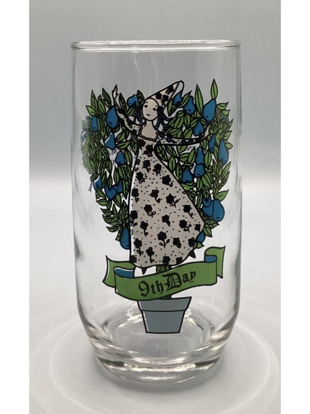 Vintage 12 days of Christmas 9th Day Tumbler Indiana Glass